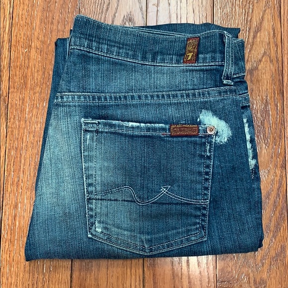 7 For all Mankind crop boy cut distressed jeans - Picture 1 of 5